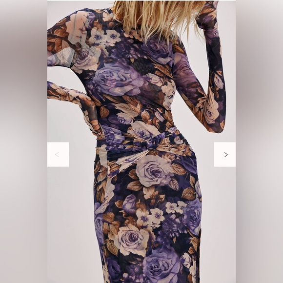 NWT Free People Gianni Mesh Maxi Dress in Denim Combo. Size Medium. - Picture 5 of 15